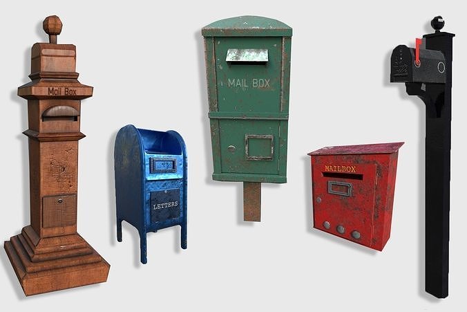 Mail Boxes Pack Low-poly 3D model
