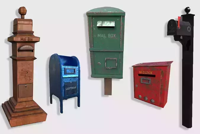 Mail Boxes Pack Low-poly 3D model