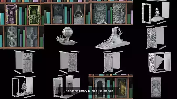The scenic library bundle 3D Model Collection