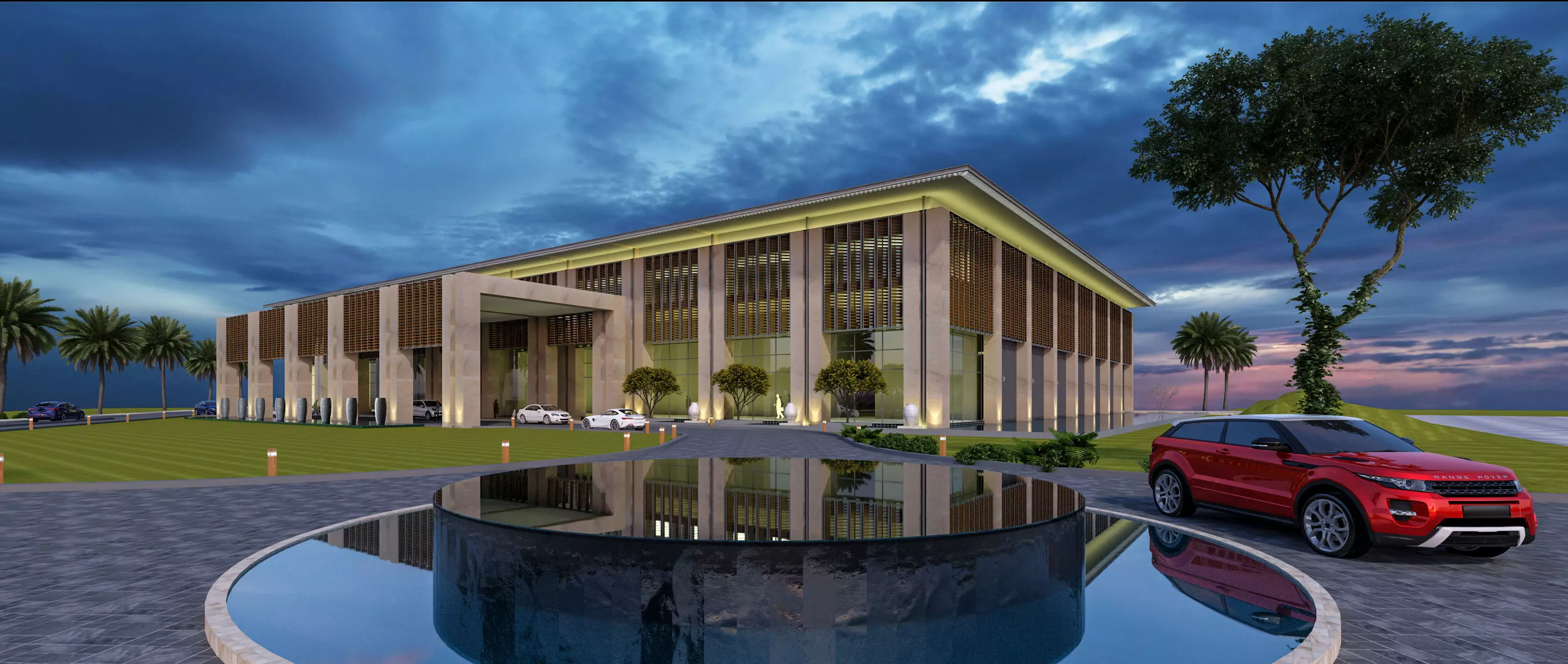 exterior model building with car parked 3D model_0