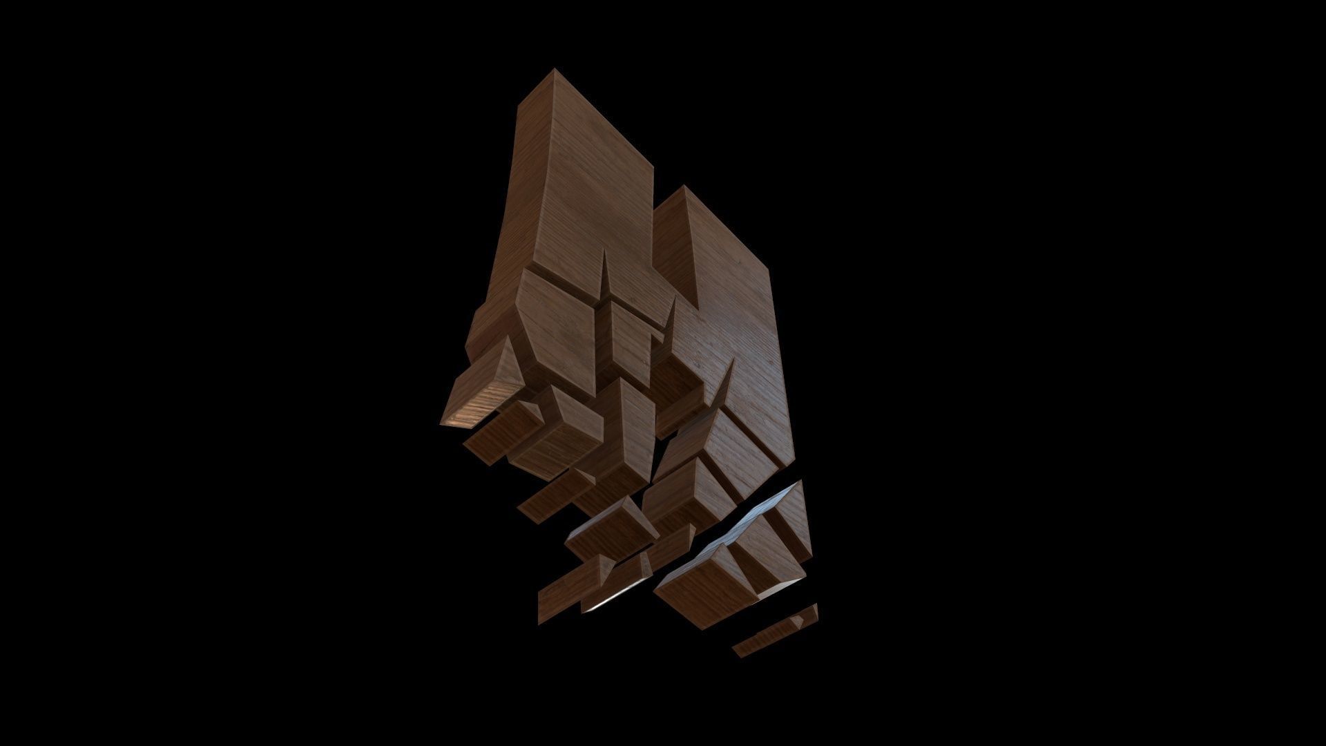 FONT-080 Letter H Low-poly 3D model_5