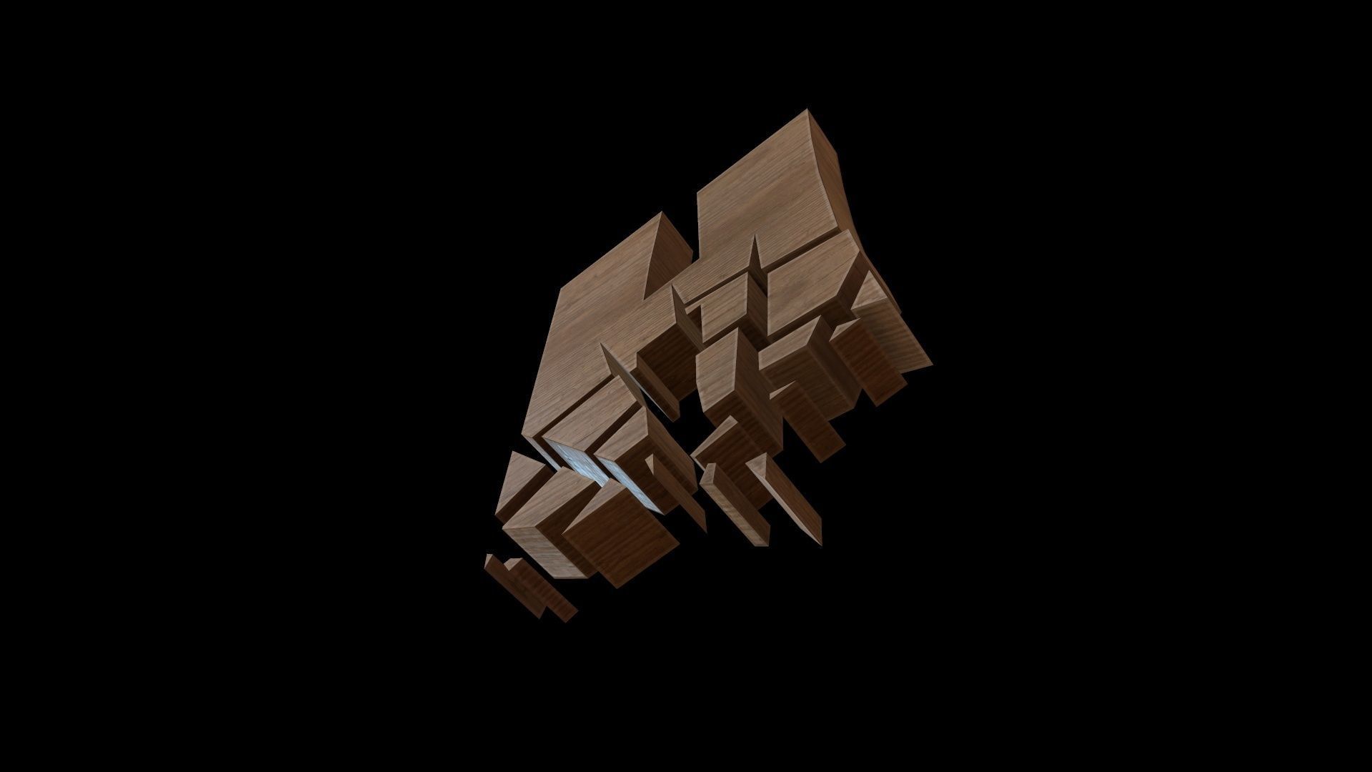 FONT-080 Letter H Low-poly 3D model_4