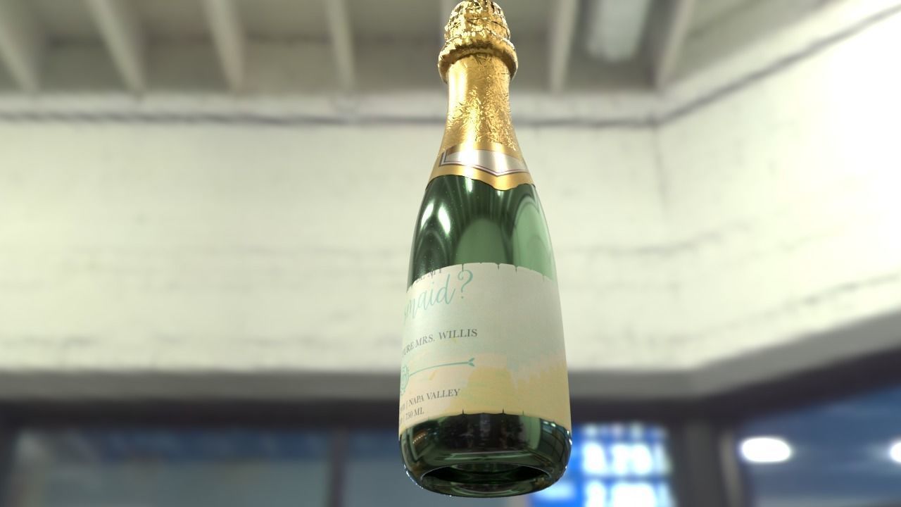 Champagne wine Low-poly 3D model_1