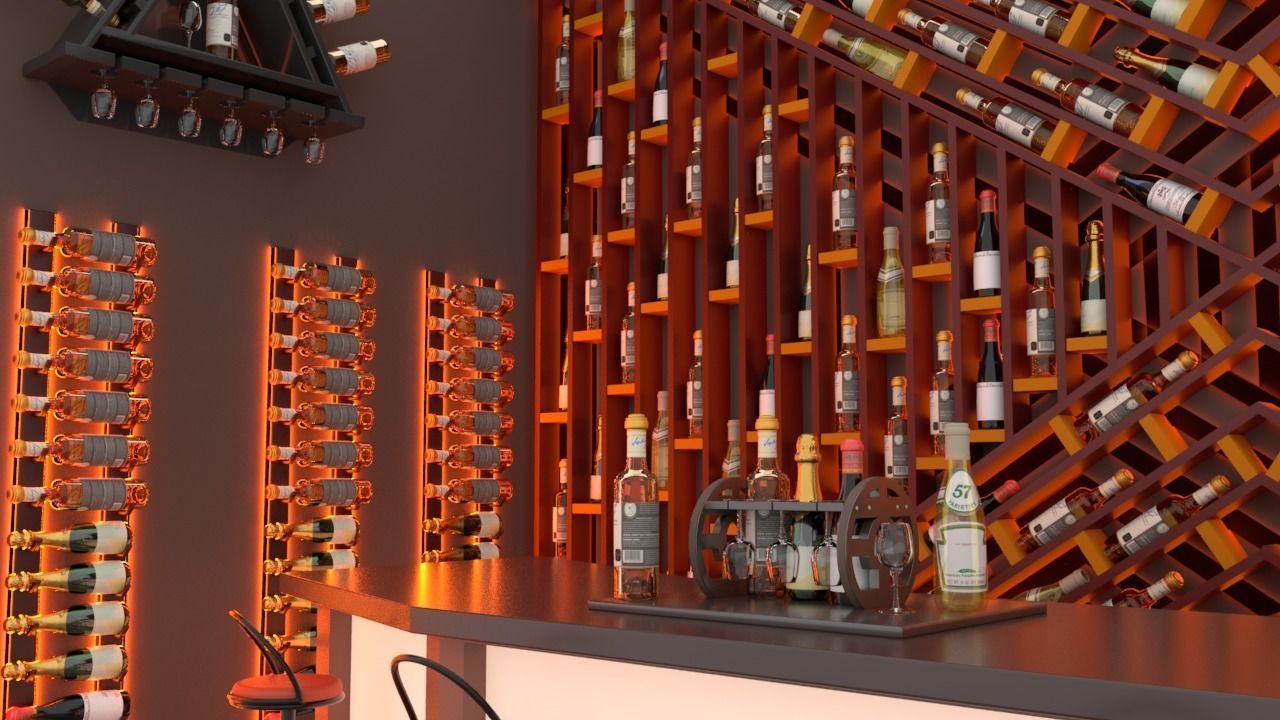 Champagne wine Low-poly 3D model_5