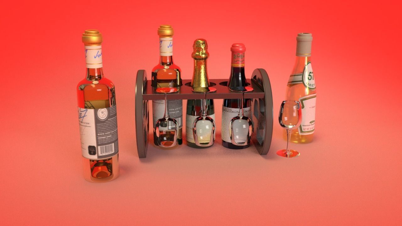 Champagne wine Low-poly 3D model_3