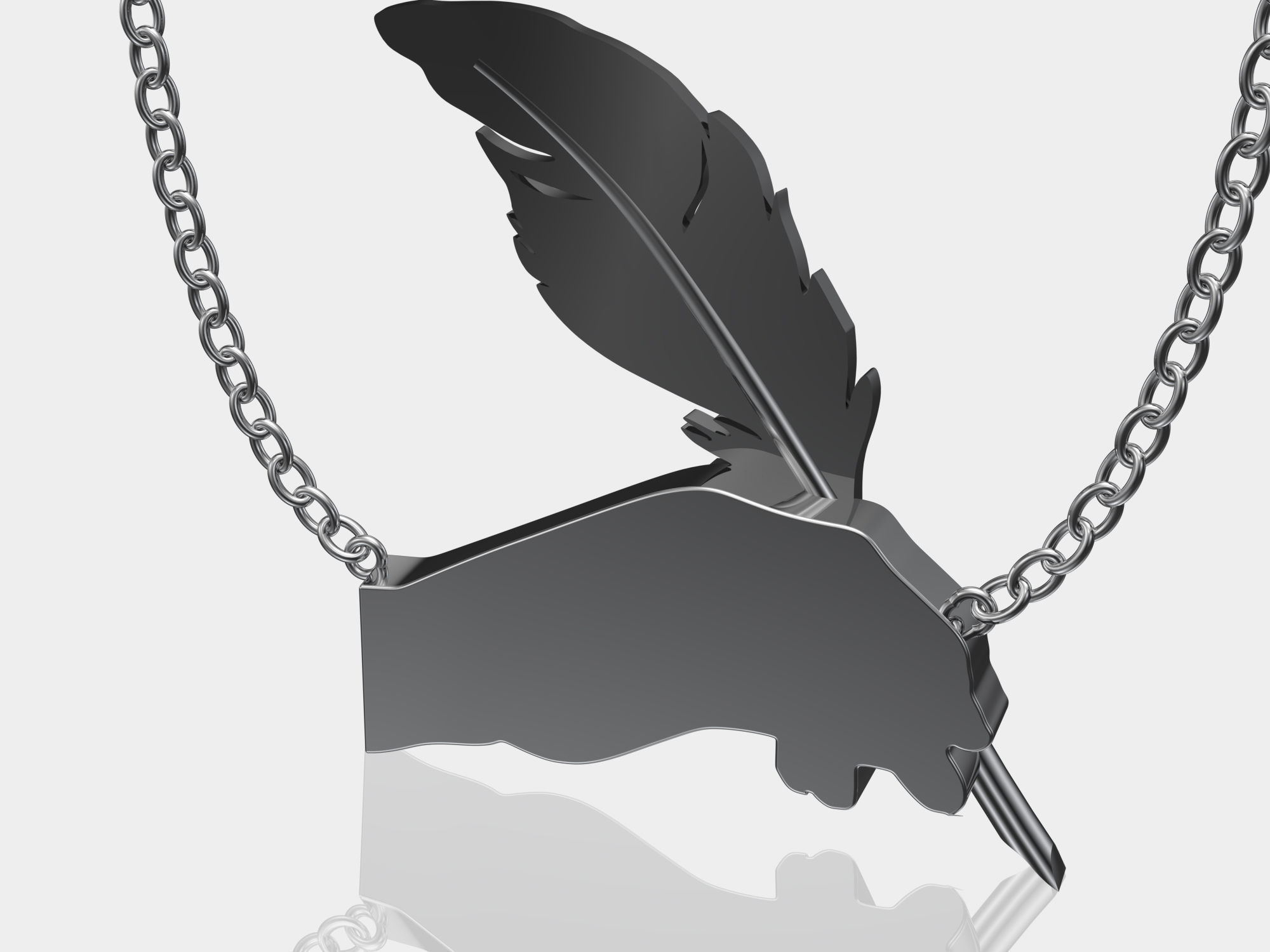 3D  Feather Pendant Ready for 3d Print 3d Feather Necklace 3D print model_8
