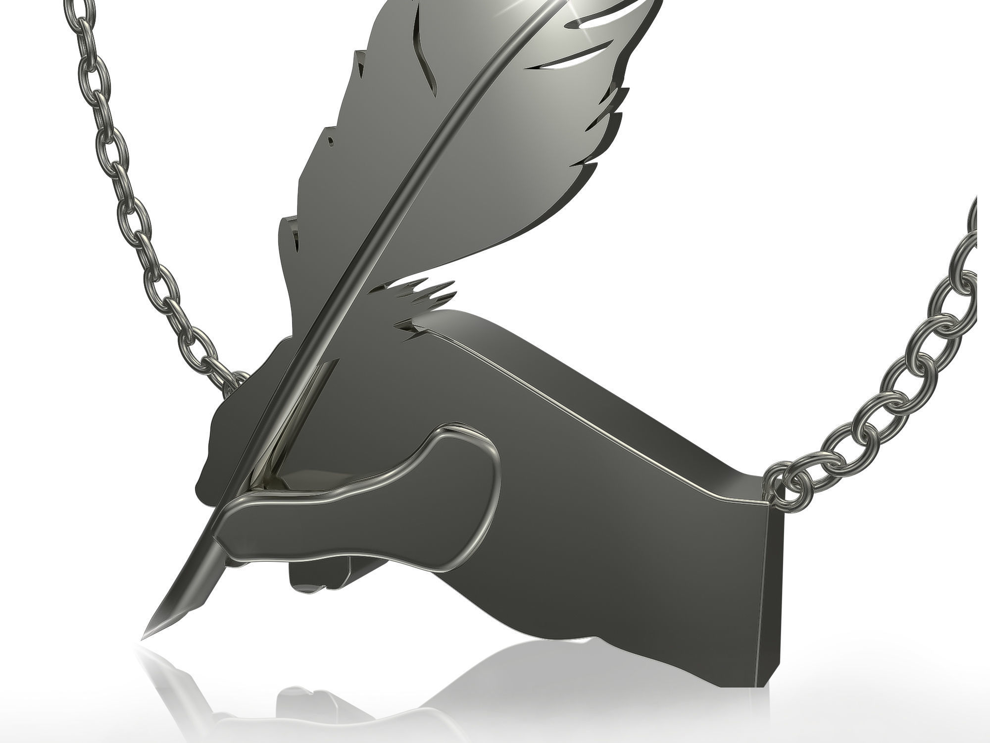 3D  Feather Pendant Ready for 3d Print 3d Feather Necklace 3D print model_2