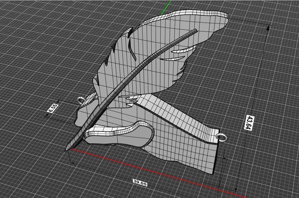3D  Feather Pendant Ready for 3d Print 3d Feather Necklace 3D print model_9