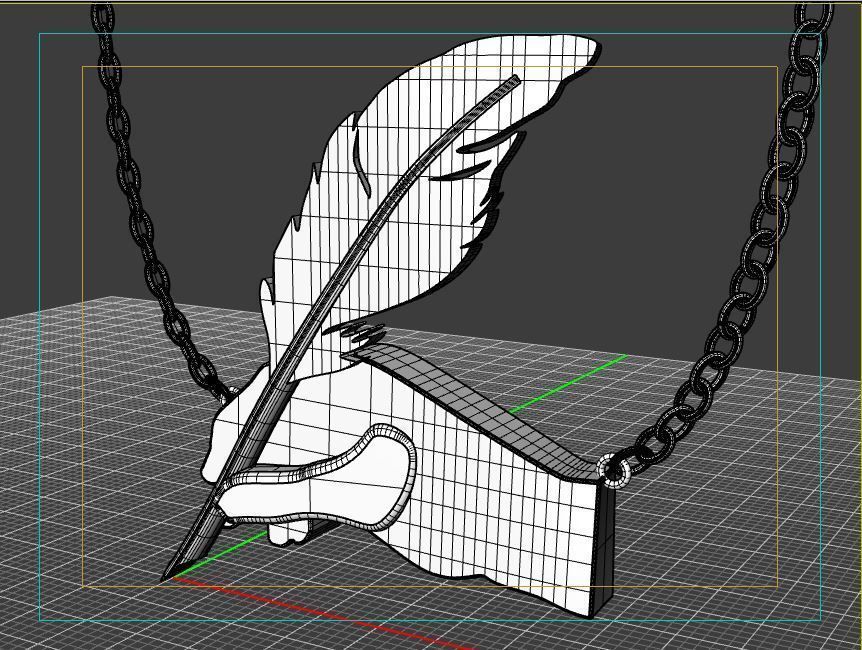 3D  Feather Pendant Ready for 3d Print 3d Feather Necklace 3D print model_11