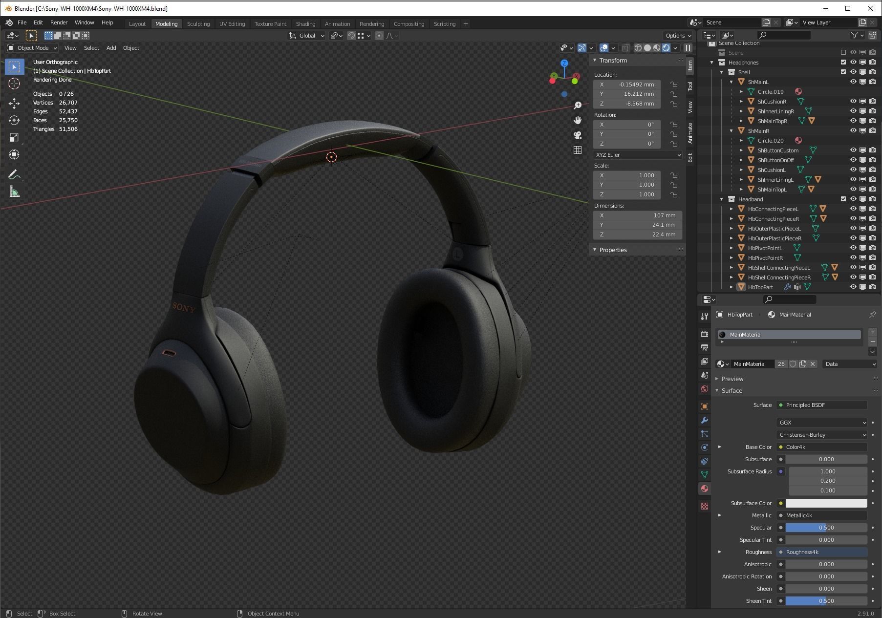 Noise Cancelling Wireless Headset Sony WH-1000XM4 3D model_21