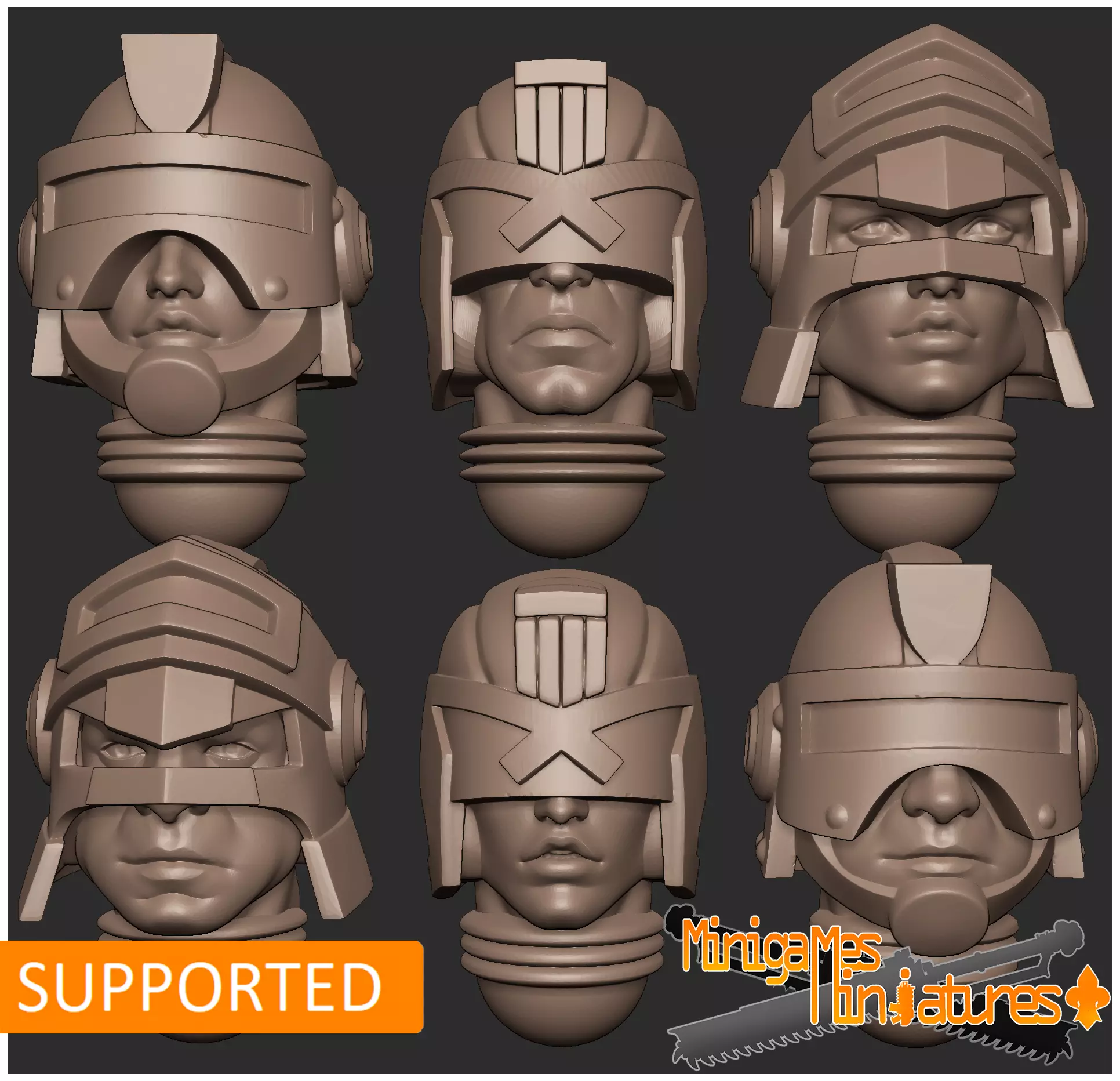 Space police alternative heads 3D print model_0