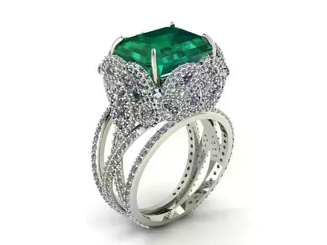 Emerald ring 3D print model