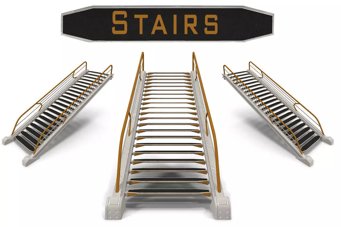 Stairs ladder shelf Low-poly 3D model_0