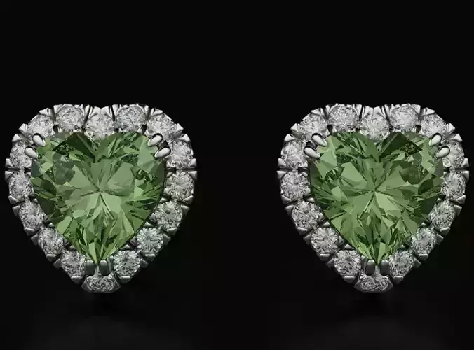 Stylish earrings with diamonds and a heart  575