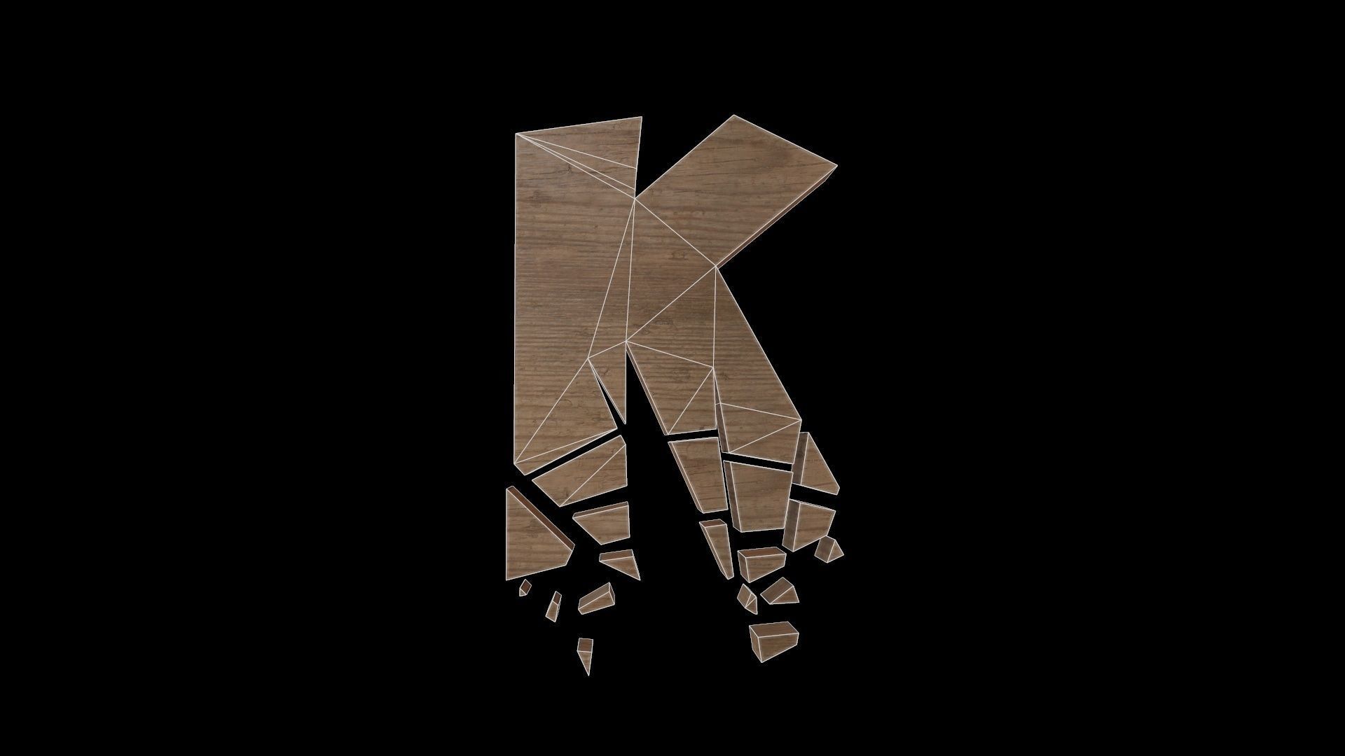 FONT-083 Letter K Low-poly 3D model_2