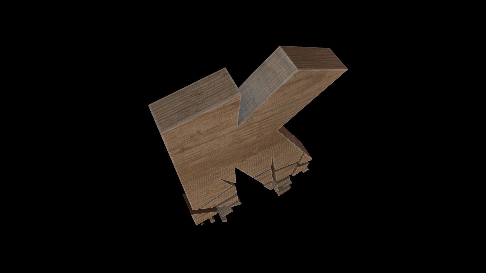 FONT-083 Letter K Low-poly 3D model_4