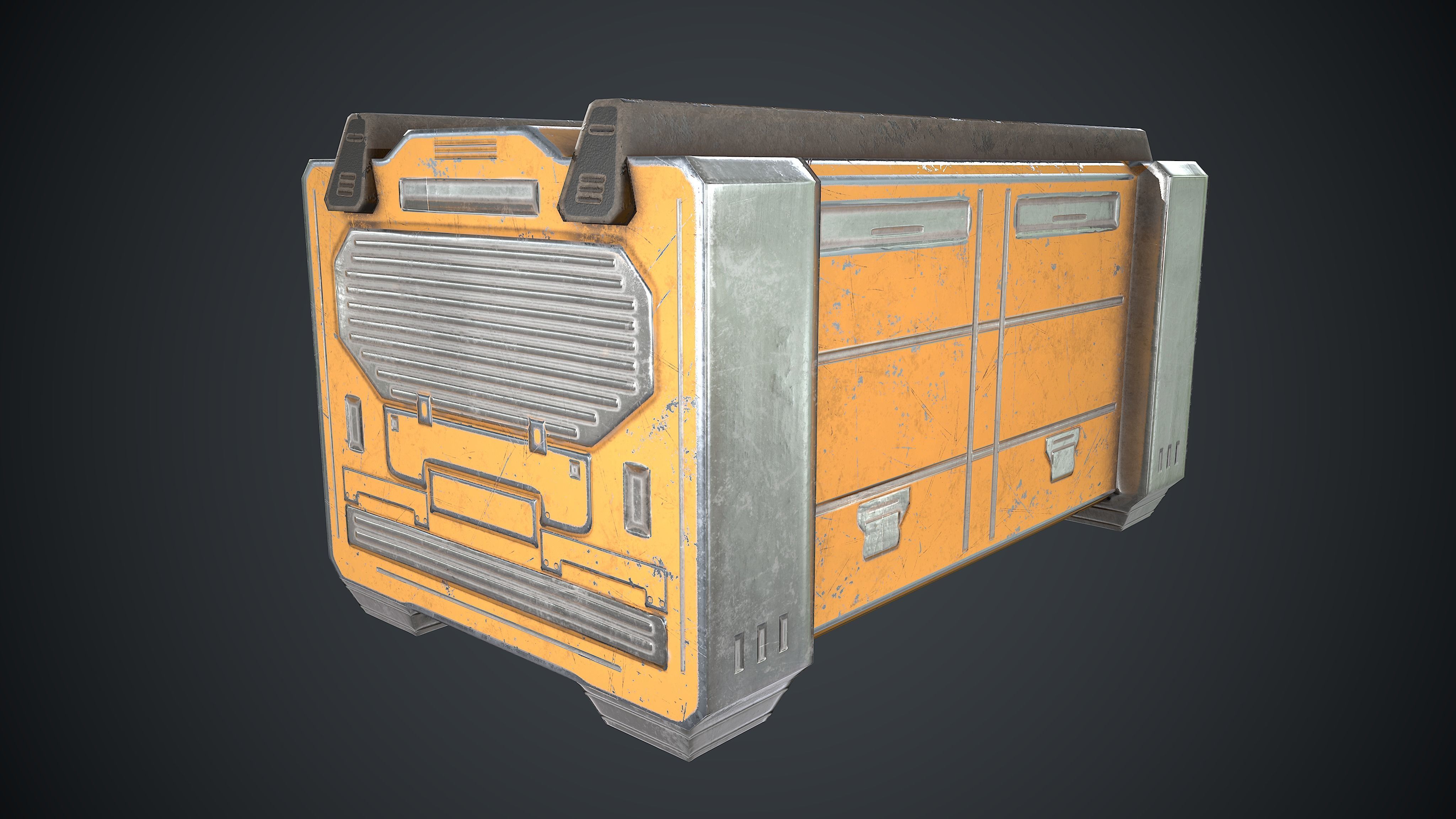 Sci-Fi Box Barrel Props Pack Low-poly 3D model_10