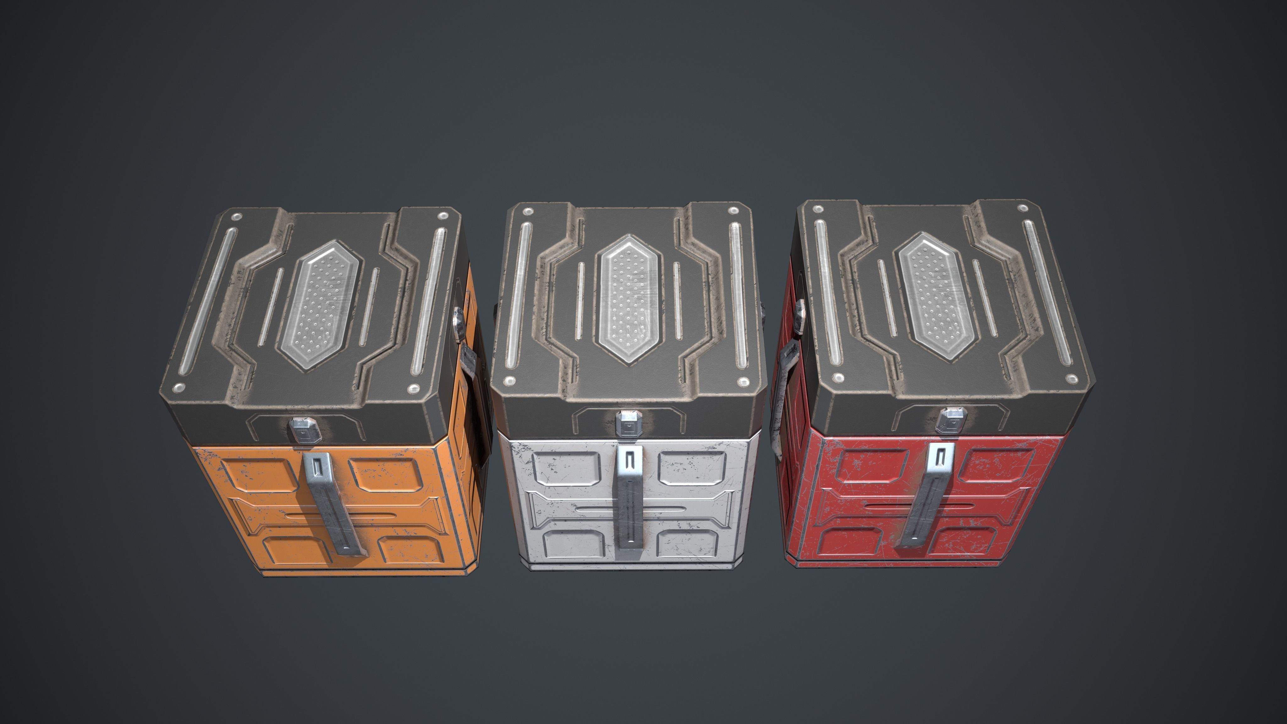 Sci-Fi Box Barrel Props Pack Low-poly 3D model_6
