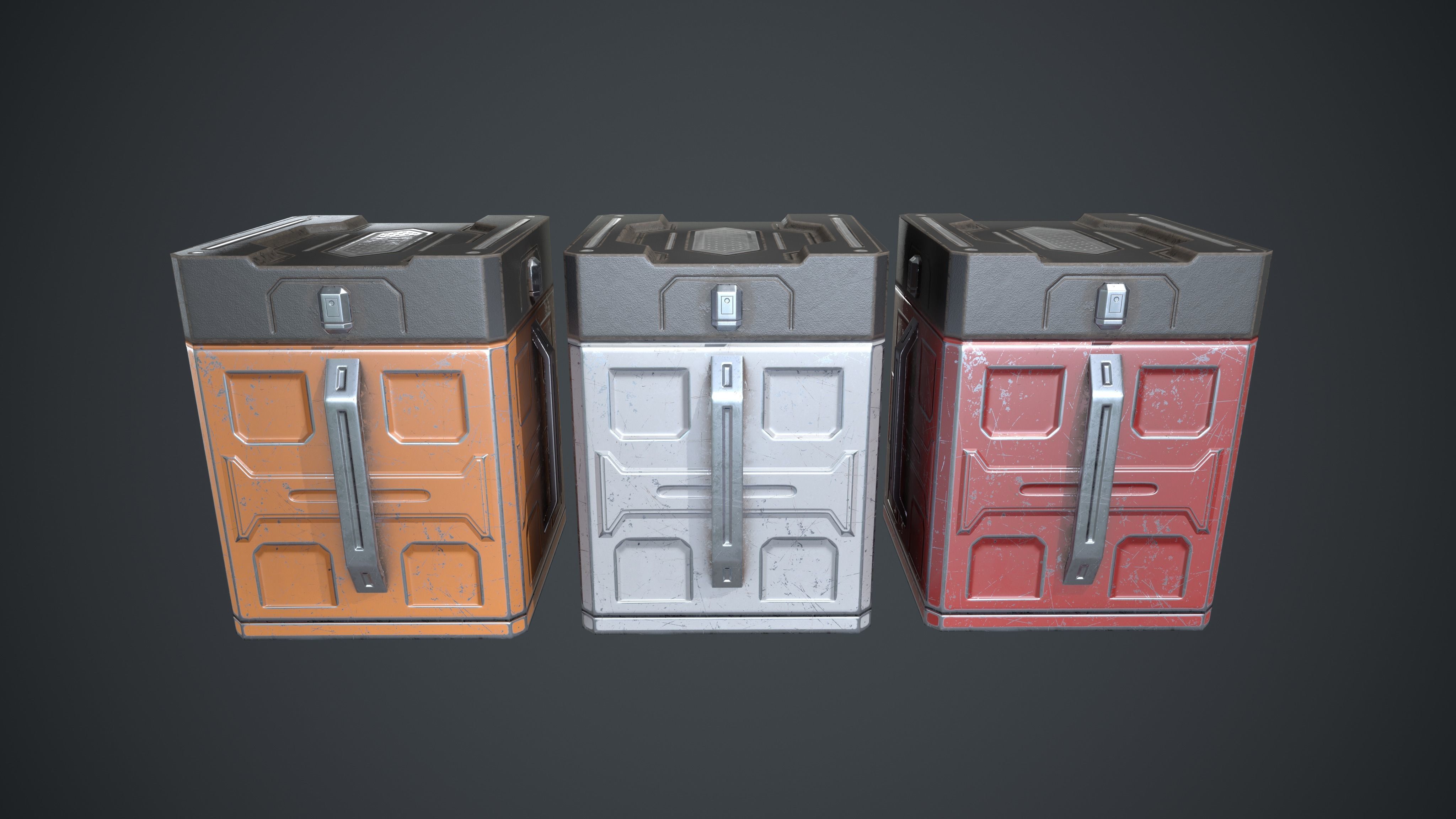 Sci-Fi Box Barrel Props Pack Low-poly 3D model_5