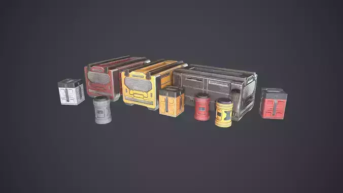 Sci-Fi Box Barrel Props Pack 