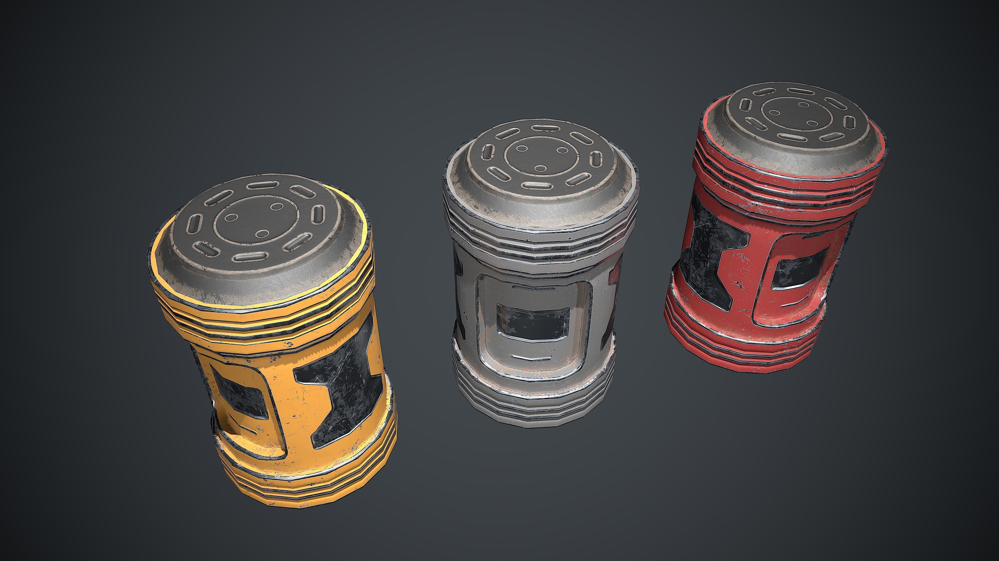 Sci-Fi Box Barrel Props Pack Low-poly 3D model_16