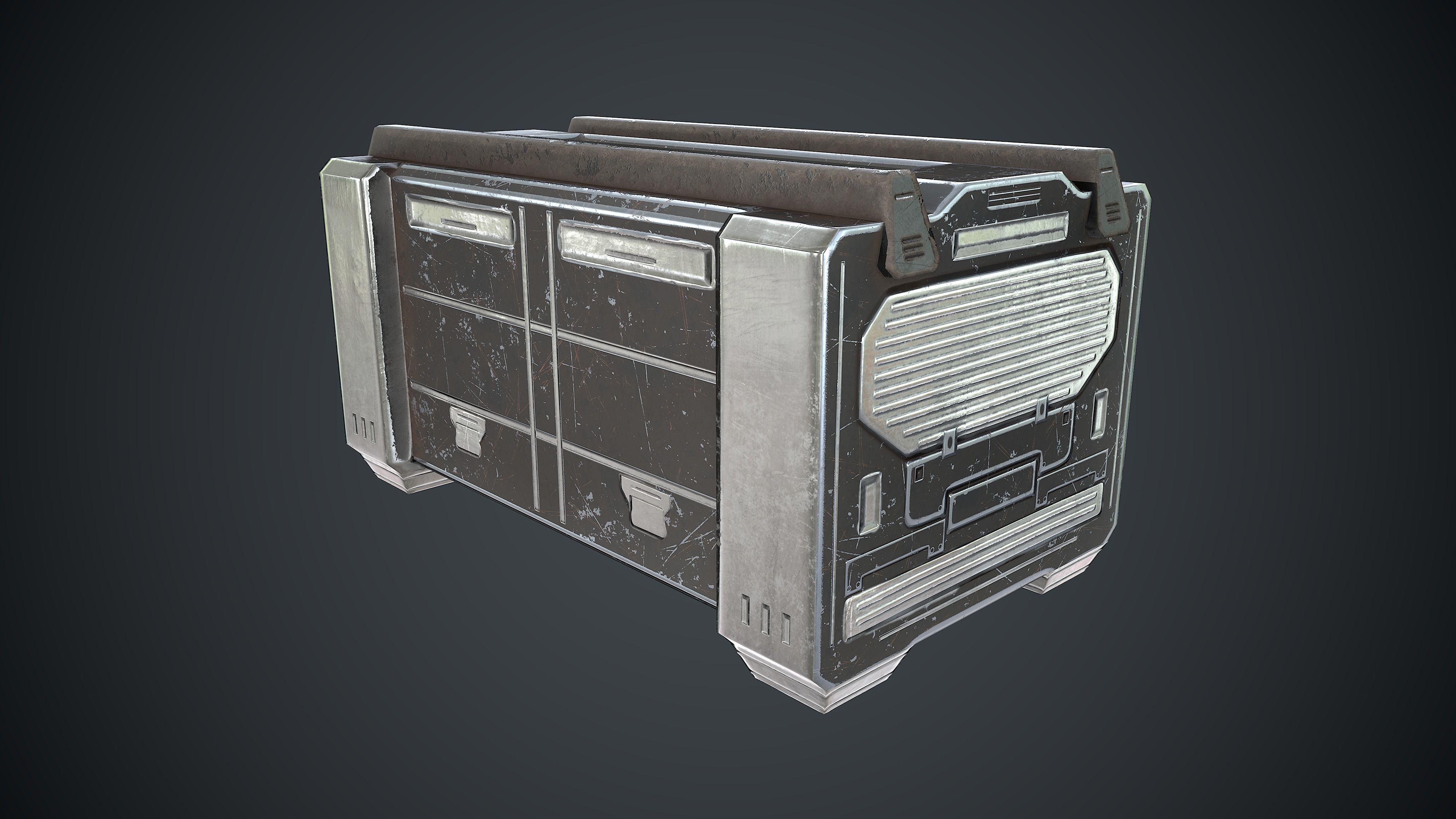 Sci-Fi Box Barrel Props Pack Low-poly 3D model_8