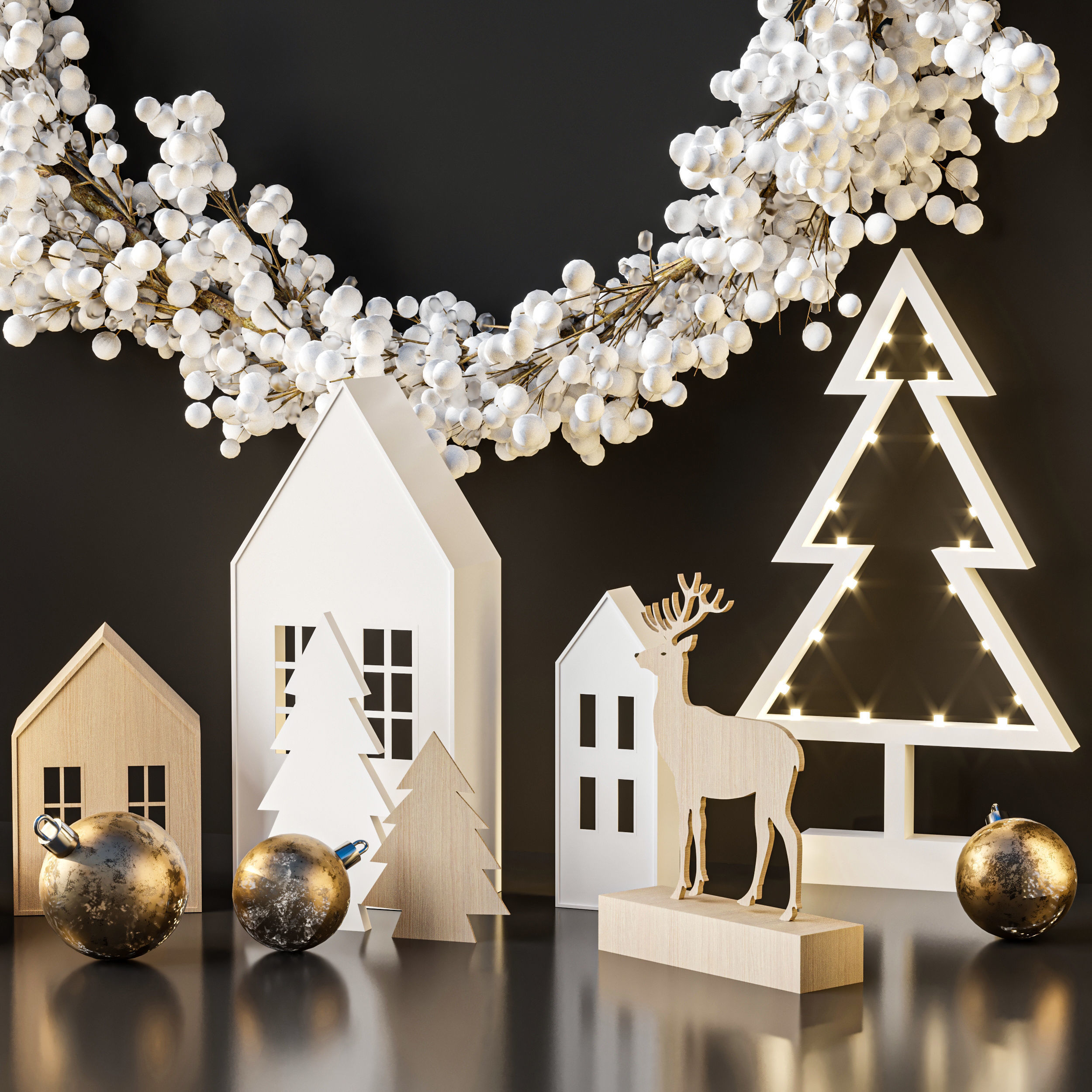 Christmas Decoration Set 3D model_2