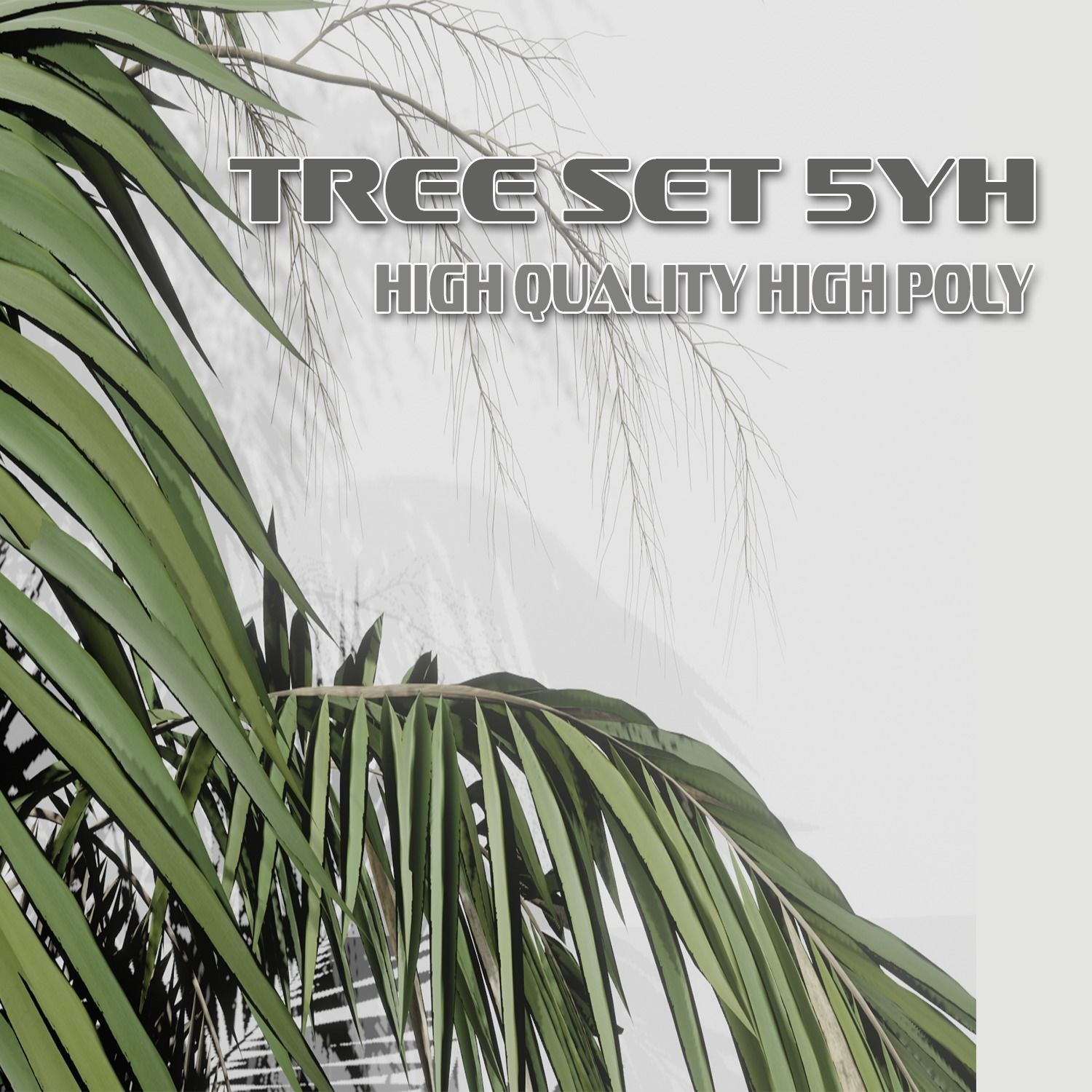Tree set 5yh high poly 3D model_1