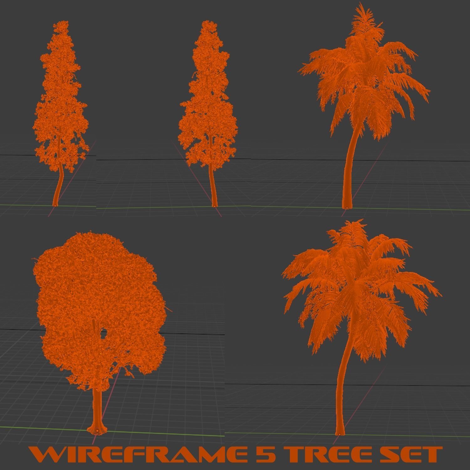 Tree set 5yh high poly 3D model_2