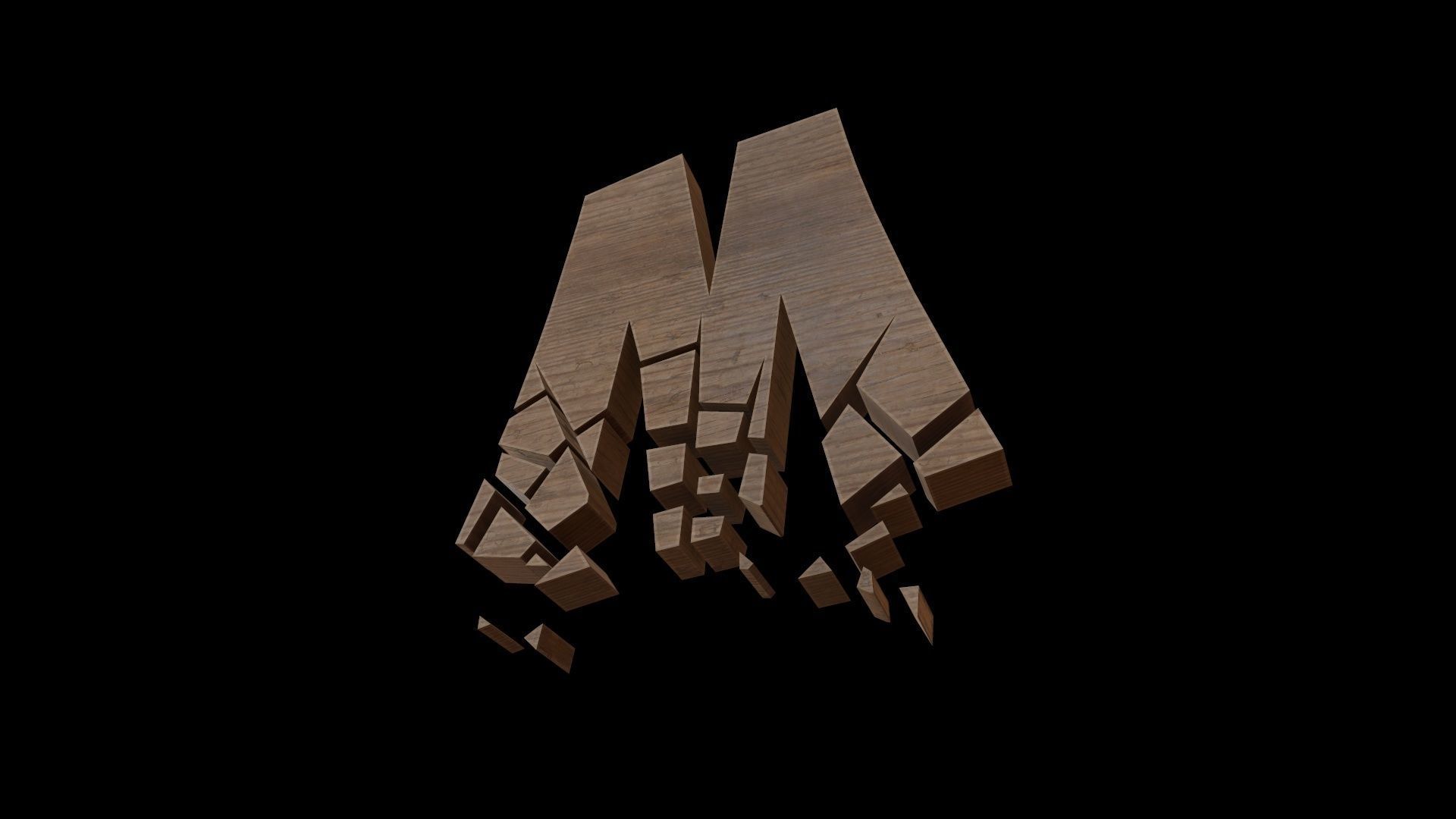 FONT-085 Letter M Low-poly 3D model_3