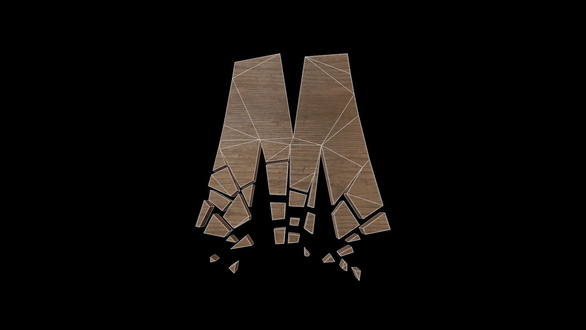 FONT-085 Letter M Low-poly 3D model_2