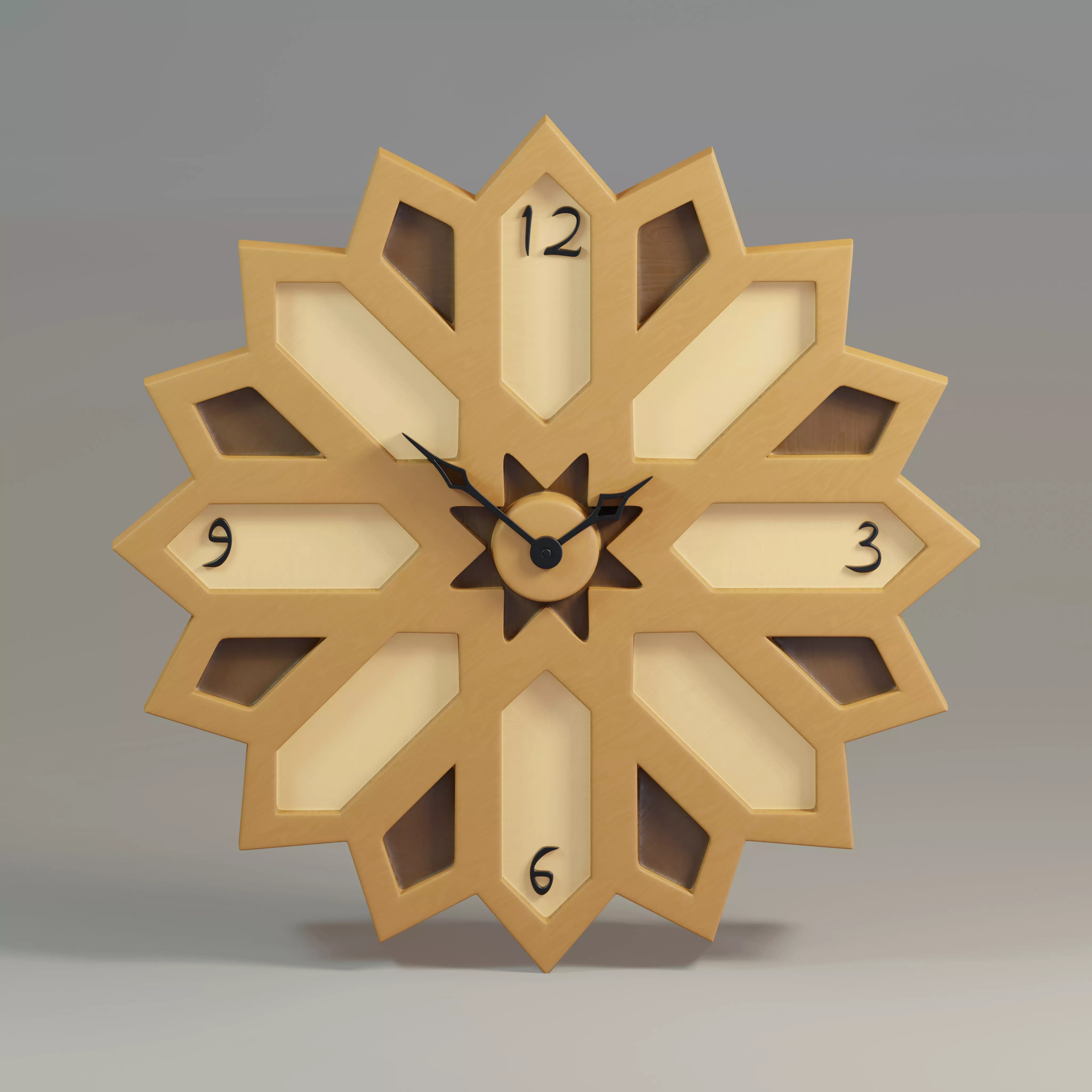 Wooden Geometric clock 3D model_0