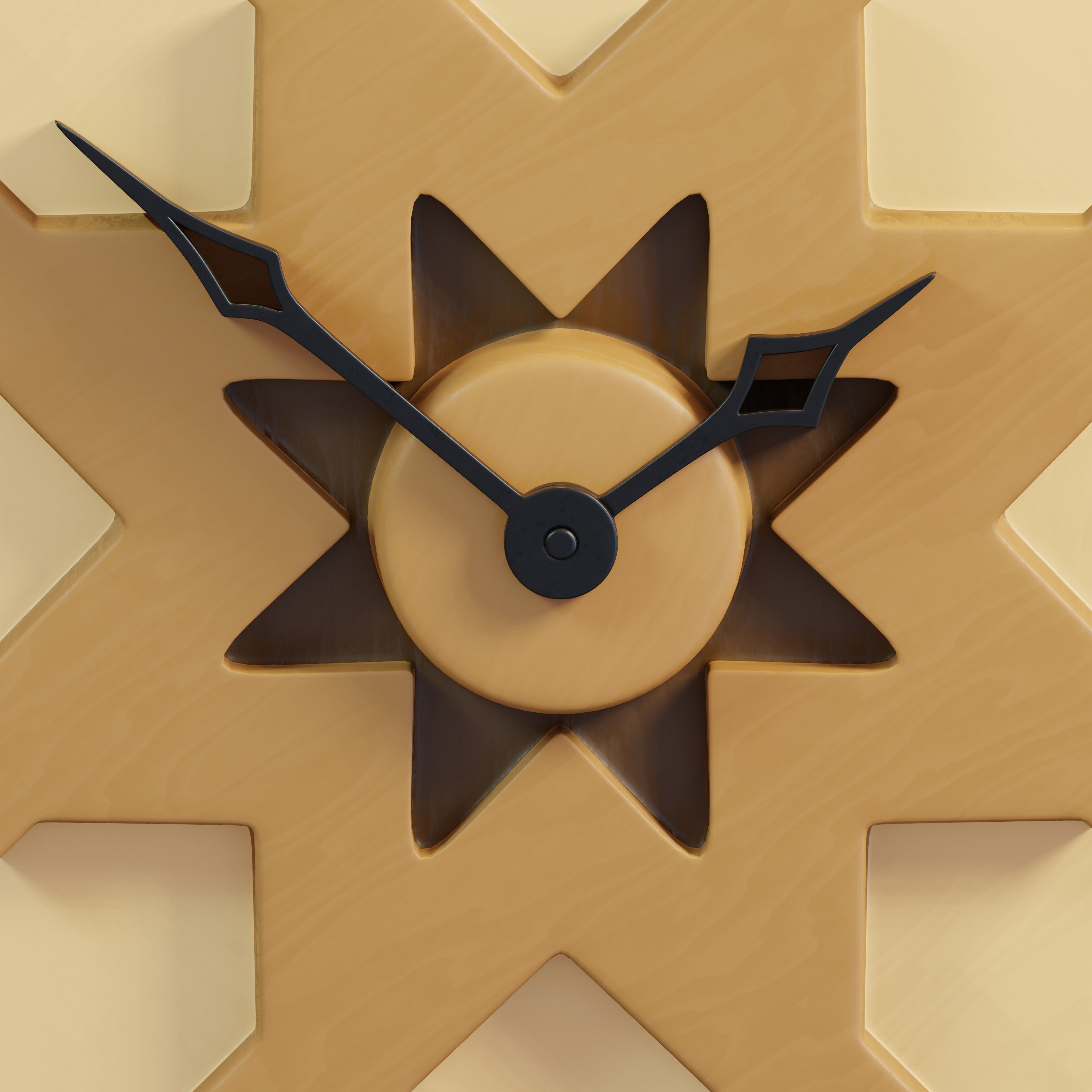 Wooden Geometric clock 3D model_3