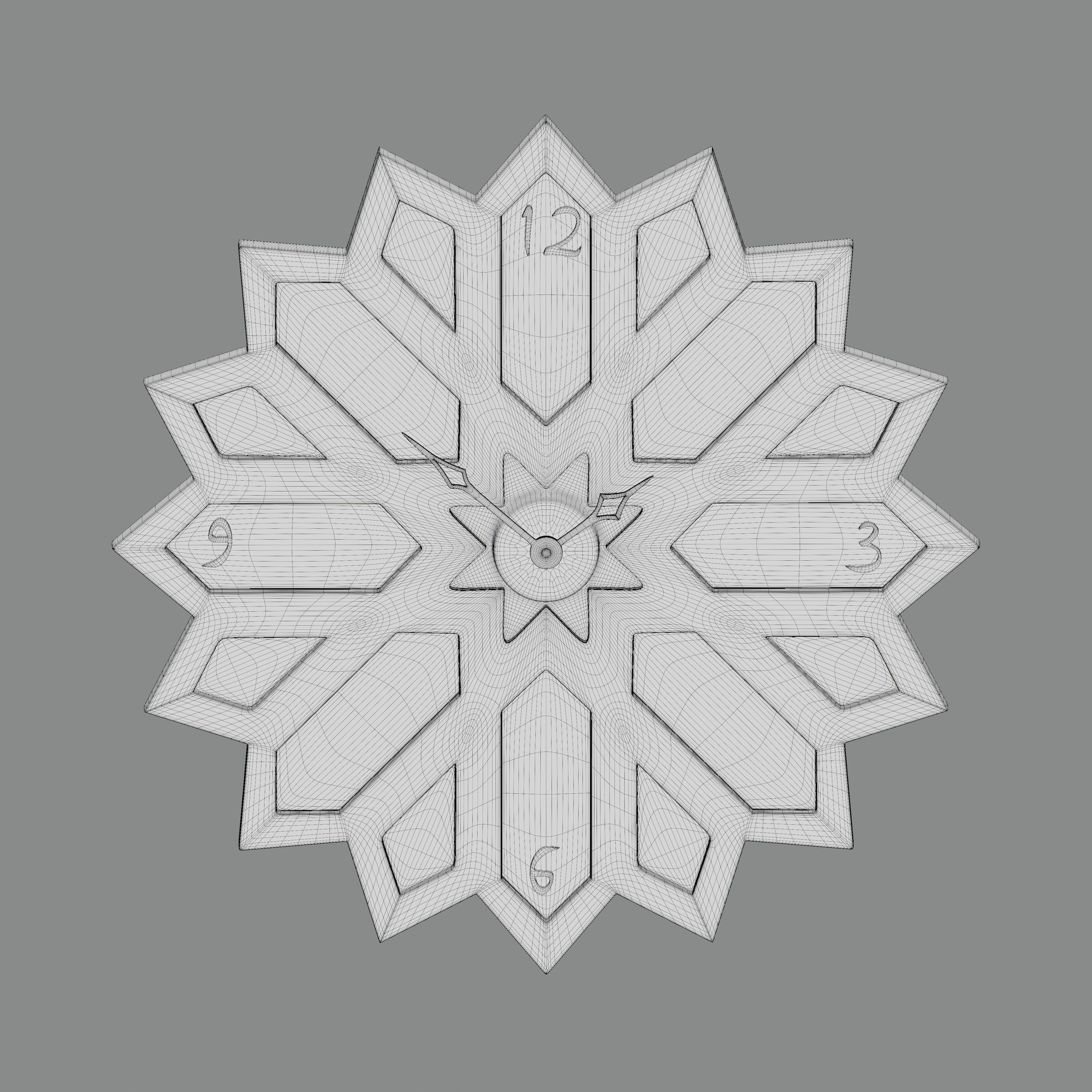 Wooden Geometric clock 3D model_4