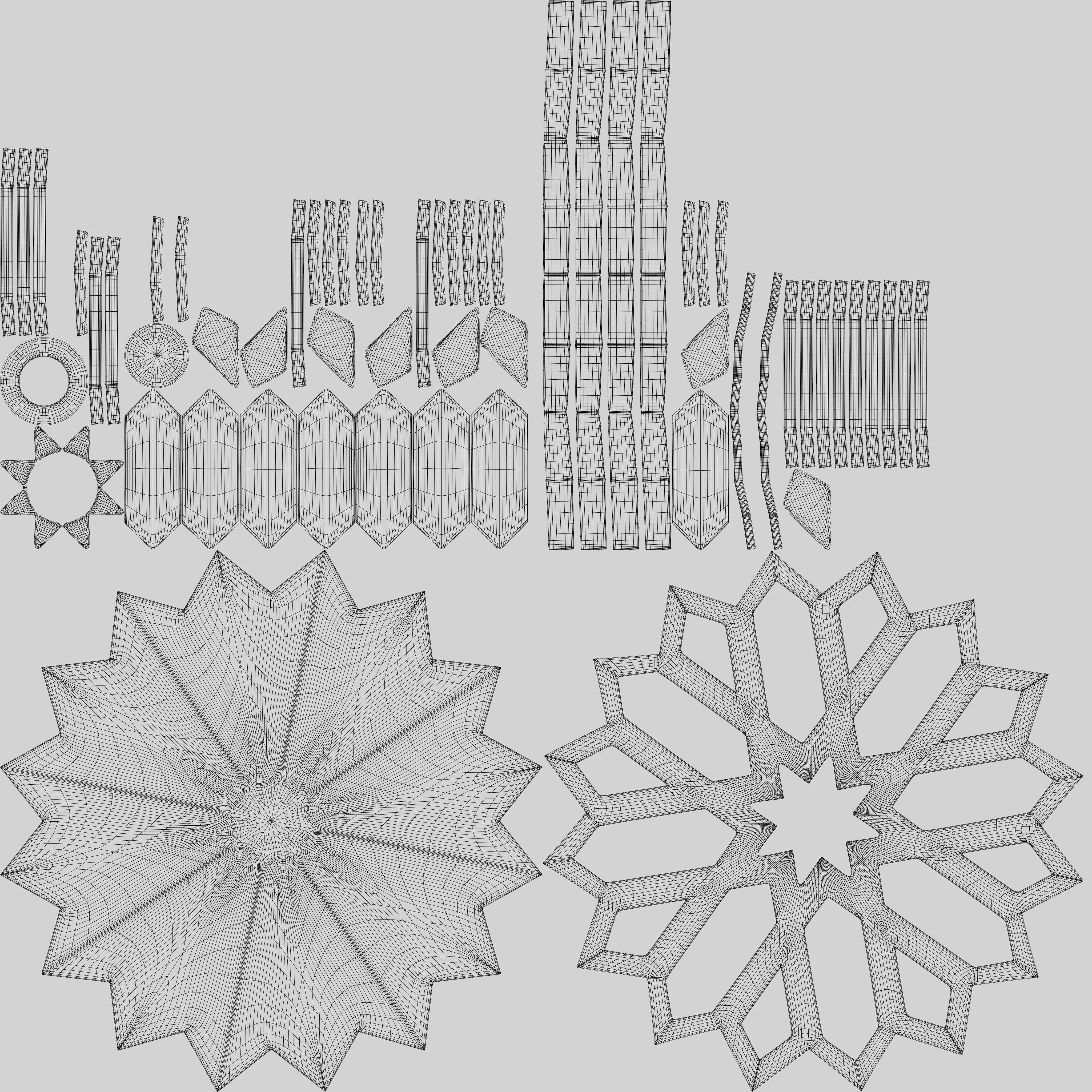 Wooden Geometric clock 3D model_10