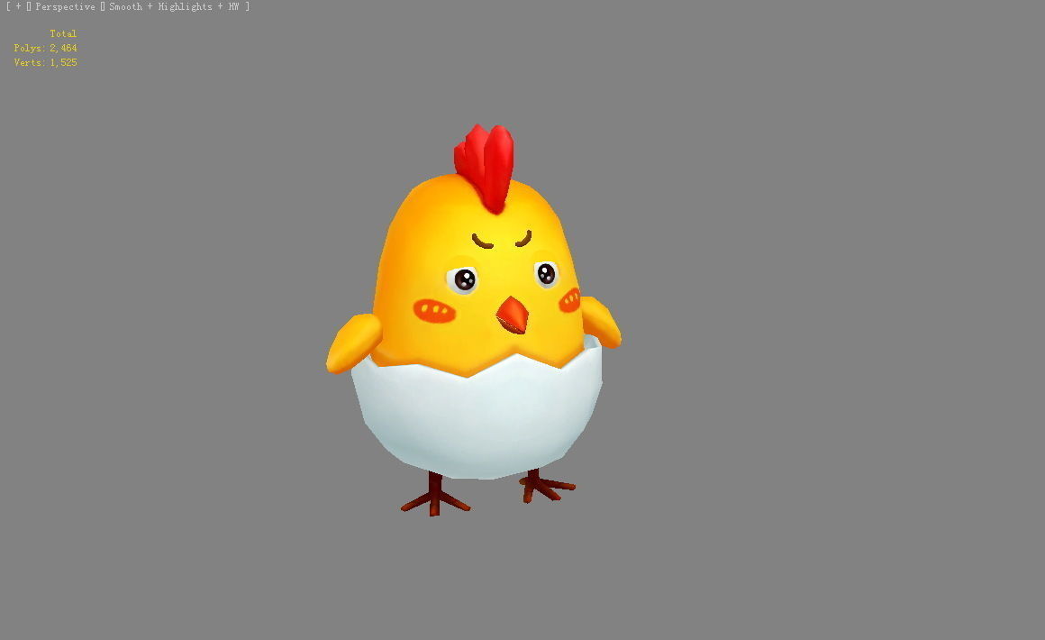 Cartoon chicken Low-poly 3D model_1