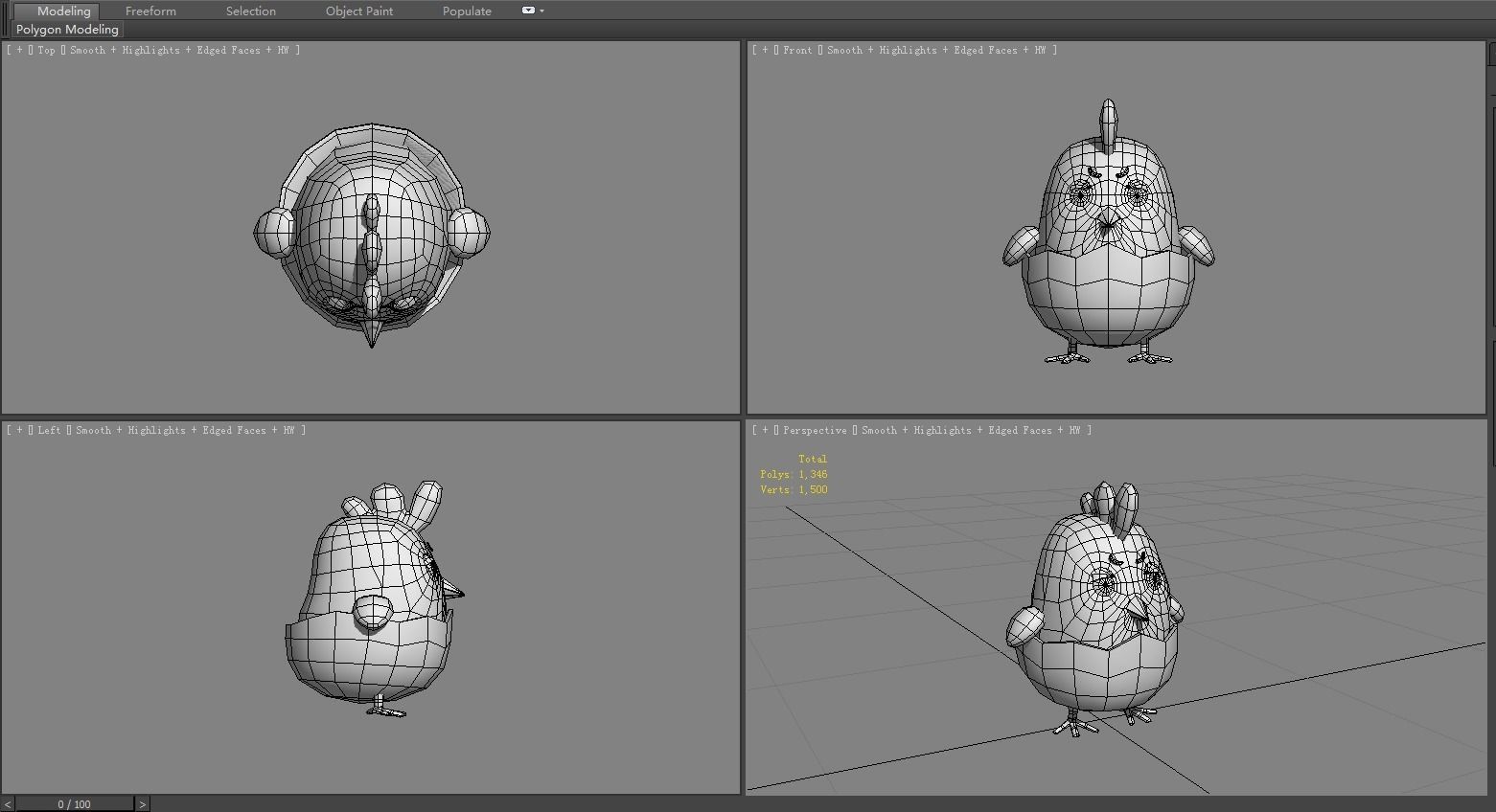 Cartoon chicken Low-poly 3D model_8