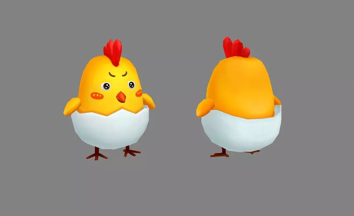 Cartoon chicken Low-poly 3D model_0