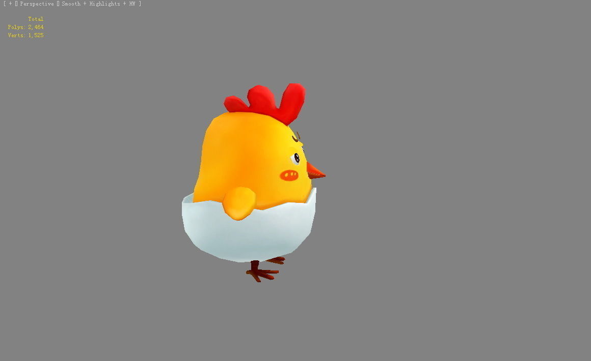 Cartoon chicken Low-poly 3D model_4