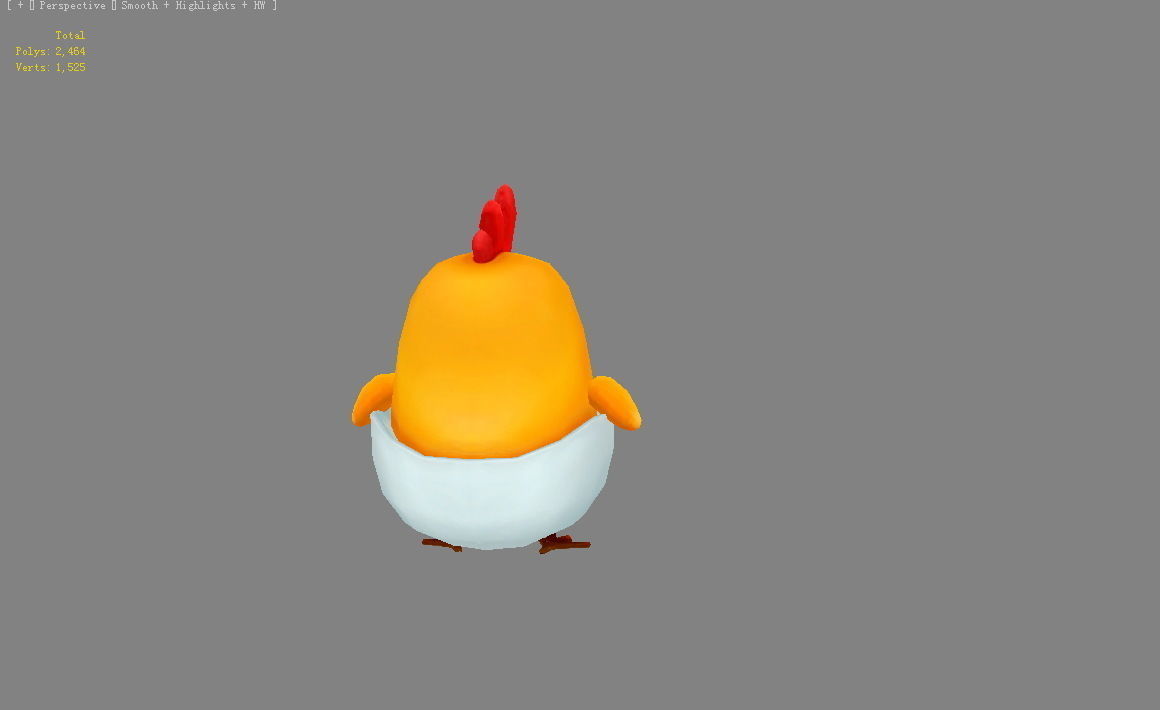 Cartoon chicken Low-poly 3D model_3