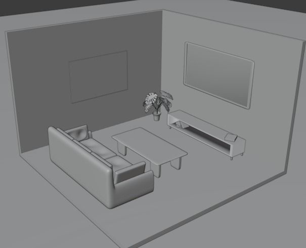 Isometric room  Low-poly 3D model_4
