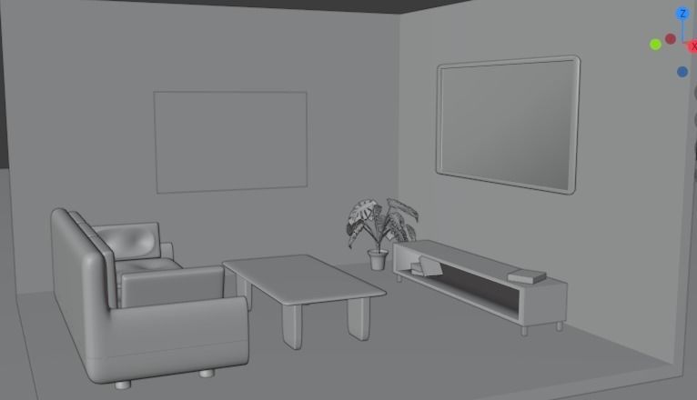 Isometric room  Low-poly 3D model_3