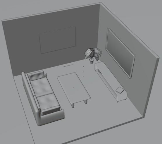 Isometric room  Low-poly 3D model_5