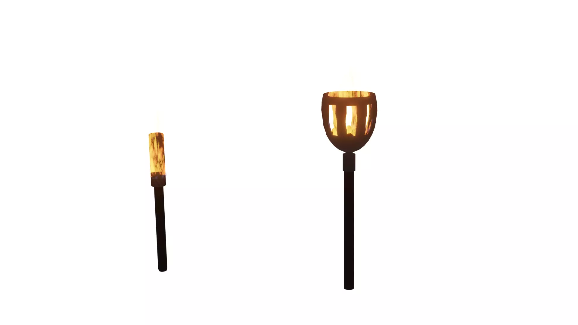 Torchs two lit torches Free 3D model