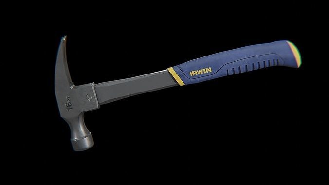 Claw Hammer Irwin 16oz forged iron Low-poly 3D model