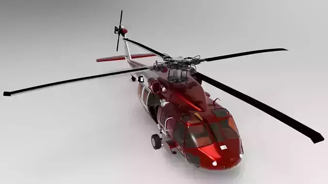Red Helicopter Low-poly 3D model