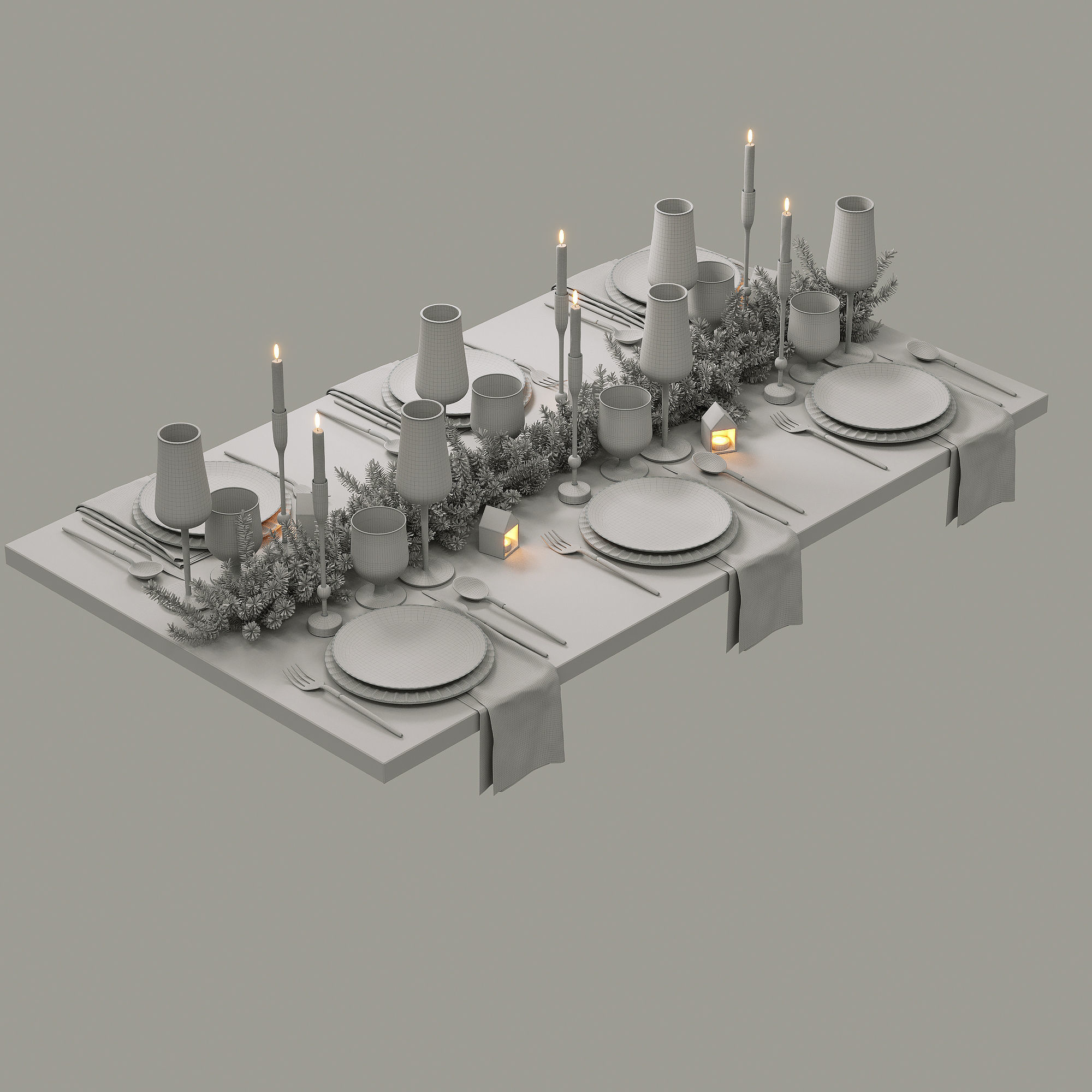  christmas table setting 3D model_2