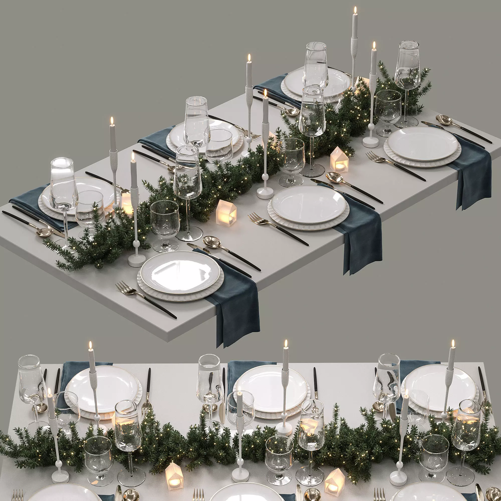  christmas table setting 3D model_0