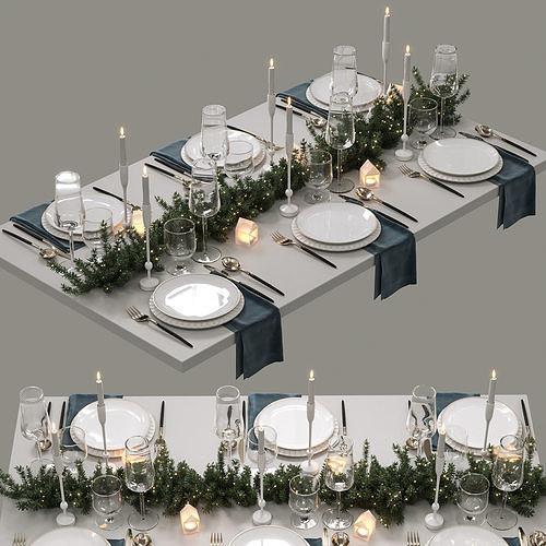  christmas table setting 3D model