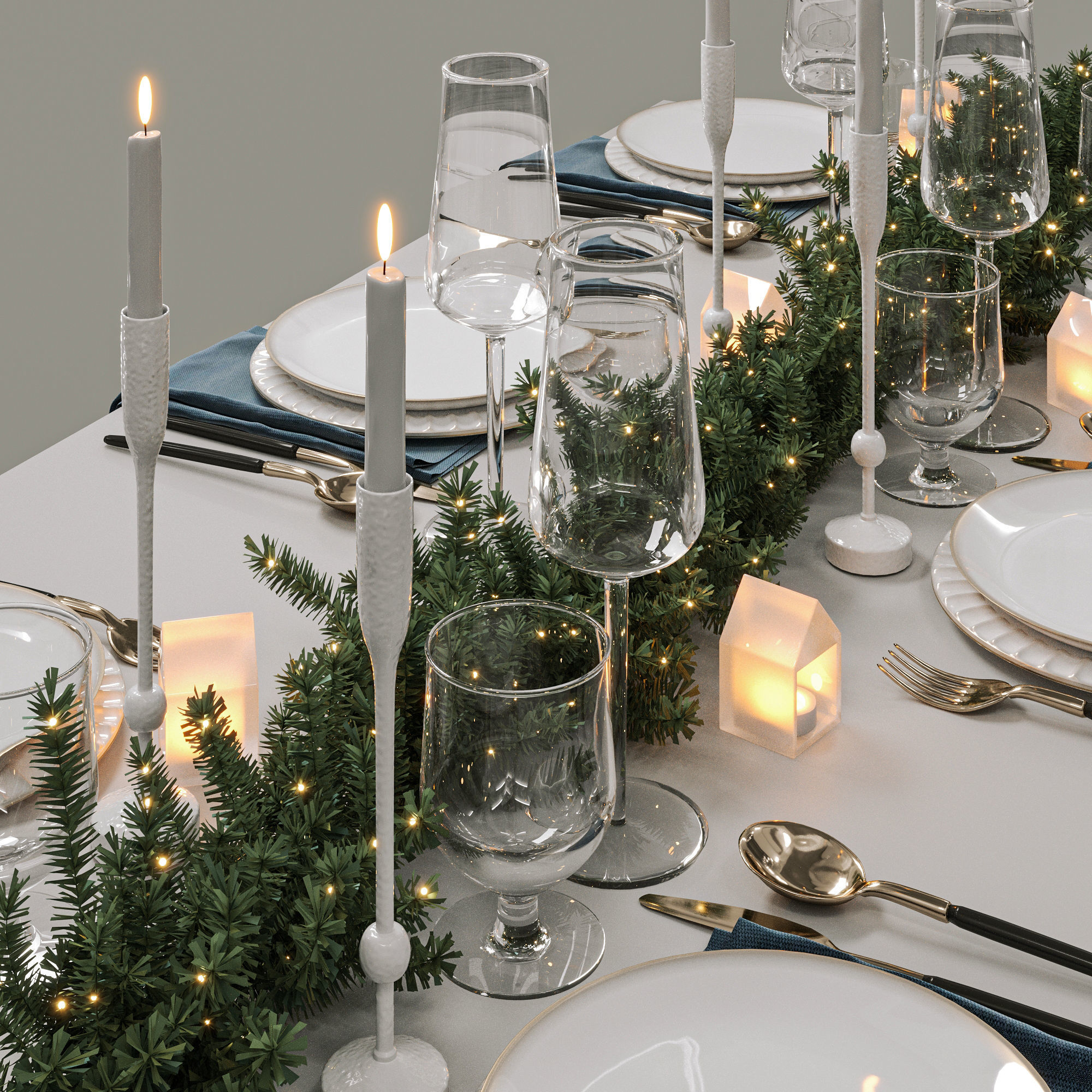  christmas table setting 3D model_1